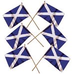 BUZZ SCOTLAND SMALL HAND FLAGS - SIX pack of St. ANDREW'S CROSS SCOTTISH SALTIRE FLAG - SNP SCOTTISH INDEPENDENCE FLAG HAND WAVING FLAGS (9" X 6" / 23 x 15CM - on a 12" / 30cm Wooden Stick)