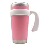 20 oz Tumbler Handle, Anti Slip Travel Mug Grip Cup Holder for Vacuum Insulated Tumblers, Suitable for Trail, Sic, Yeti Rambler, Ozark and More 20 Ounce Tumbler Mugs Attachment (White)