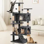 ZephyPaws Cat Tower with Hammock, 50 Inch Cat Tree for Indoor Cats with Sisal Scratching Post, Plush Multi-Level Cat Condo for Large Cats with Climbing Ladder, Pompoms and Jumping Platform