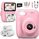 Kids Camera Instant Print -Toddler Portable Travel Print Digital Photo Camera Toy, Holiday Birthday Easter Gift for Kid 3-12 Year Old, Photomaker Kit for 4 5 6 7 8 9 10 Boys Girls（Pink）
