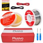 Solder Wire and Rosin Paste Flux Kit - 60-40 Tin Lead Rosin Core Solder Wire (0.8mm, 100g) and Rosin Paste Flux for PCB Electrical Soldering and DIY from Plusivo