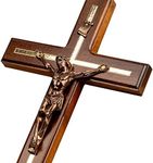 Woodvio - Handcrafted wooden wall cross, traditional Catholic crucifix