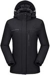 CAMEL CROWN Womens Ski Jacket Waterproof Snowboard Winter Snow Warm Ski Coat for Women New Black-2 XXXL