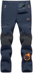 TACVASEN Snow Pants for Men - Softshell Cargo Military Fleece Lined Hiking Ski Pants With Multi Pockets - Navy
