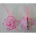 Mytoptrendz® Set Of 2 Small Glitter Edge Hair Rose Flower Fascinator with Feather on Hair Beak Clip Slide (Light pink Small)