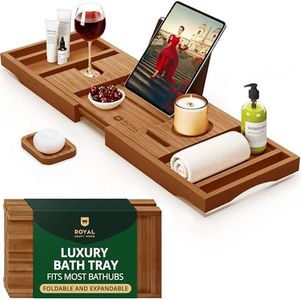 ROYAL CRAFT WOOD Premium Foldable Bathtub Tray - Expandable Bath Tray for Tub - Luxury Bathtub & Bathroom Accessories