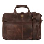 WILD HOOK Full Grain Leather Briefcases for Men || Handcrafted Leather Laptop Bag || Bag with Padded Compartment, Pockets & Adjustable Strap || Men’s Leather Messenger Bag ||