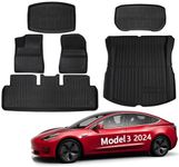 Feitxwai Full Set Floor Mats Cargo Mats for Tesla Model 3 2024 All-Weather Waterproof Anti-Slip Full Coverage Cargo Rear Trunk Mat Interior Accessories Full Set 6 PCs (2024year 6PC)