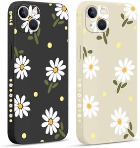 Pnakqil 2 Pièces Coque pour Apple iPhone 13 Mini 5,4",Etui avec Amusante Daisy Latéral Mignon Chrysanthème Aesthetic Dessin Case Souple Silicone Housse Téléphone en Souple Fille Beau Cover