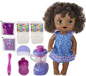 Baby Alive Magical Mixer Baby Doll Blueberry Blast with Blender Accessories, Drinks, Wets, Eats, Black Hair Toy for Children Aged 3 and Up