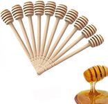 50 Pcs Wooden Honey Dipper Stick Collecting Dispensing Drizzling Jam Portable Wedding Party (6 inch)