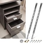 Masendelk 2pcs Ball Bearing Drawer Slides 13.5 Inch / 342mm, 2 Fold Metal Drawer Tracks, Two Way Slide Track Rail Glides with Mounting Screws - 0.67 Inch Wide