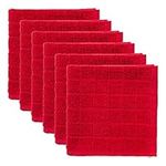 DII Solid Windowpane Dishcloth Set, Cotton, Red, 12x12