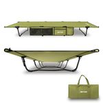 HEYTRIP Camping Cot,Folding and Portable Cots for Adults,4 Side Pockets,Lightweight Cot for Outdoor Camping Backpacking Home and Office Use(Green)