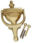 QCAA Solid Brass Door Knocker, 7", Polished Brass, Made in Taiwan, 1 Pack