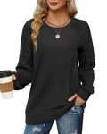 Jescakoo Sweatshirts for Women Fall Sweaters Cable Knit Sleeve Shirts Fashion 2024 Black M