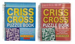 WF Graham Criss Cross Crossword Puzzle Book, Pack of 2 - Spiral Bound Brain Teasers Travel Puzzles Book with over 300 Puzzles