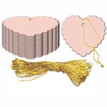 KREEPO Handmade Heart Shape Multi-Purpose Tags Blank Labels Message Note Craft Paper with Golden String for Price Tag, Wedding, Party Events Color-Old Rose, Size(6CM X 6.5CM) (50pcs)