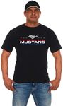 JH DESIGN GROUP Men's Ford Mustang Distressed Stars & Bars Crew Neck T-Shirt (Small, Black)