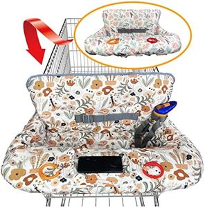 Shopping Cart Cover for Baby Grocery Cart Cover for Baby boy and Baby Girl, High Chair Cover for Baby and Toddler, Baby Registry Gift - Waterproof - Extra Large - Cotton - Double Sided (Orange)