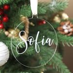 UNIQOOO 22 Pack 4'' Clear Round Acrylic Christmas Ornament 2024, 3mm Extra Thick DIY Blank Christmas Bauble Tree Decoration, Stocking Name Tag, Holiday Tags, Momento