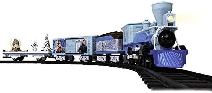 Lionel Battery-Operated Disney Frozen Toy Train Set with Bluetooth, Locomotive, Train Cars, & Track with Authentic Train Sounds, Lights, & Water Vapor Smoke Effects for Kids 4+