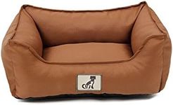 allpetsolutions Waterproof Dog Bed Medium - Removable Machine Washable Hardwearing Basket Scratch Proof Oxford Fabric - Water Resistant Comfy Bed for Home or Dog Crate - Brown 75x58x19cm