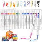 SAYEEC Acrylic Paint Pens, 24 Colors Dual Tip Nail Art Polish Pens with Fine Tip and Brush Tip, Acrylic Paint Markers for Rock Painting, Wood, Glass, Canvas, Calligraphy, Card Making, DIY Nail Beauty