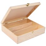 Creative Deco Unpainted Wooden Wine Box with Clasp | 3 Bottles | 35x30x10cm | Natural Wood Wine Holder Wine Bottle Gift Box Christmas Xmas Storage Chest | Presentation Box