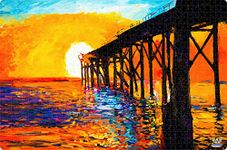 Webby Wooden Sunset Over The Bridge Jigsaw Puzzle, 1000 Pieces, Multicolor