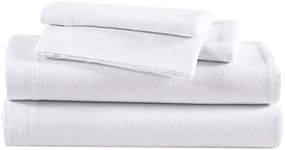 Eddie Bauer - Queen Sheets, Cotton Flannel Bedding Set, Brushed for Extra Softness, Cozy Home Decor (White, Queen)