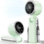 Bearwind Portable Handheld Turbo Fan - 5 Gear High Speed 4000mAh Rechargeable Mini Personal Hand Fan Blow Cold Air, Battery Operated Travel Essentials, Beach Vacation, Gifts for Women, Men (Green)