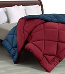 Cloth Fusion Reversible AC Comforter Single Bed Quilt Blanket for Winter (200 GSM, Maroon & Navy)