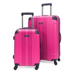 Kenneth Cole REACTION Out of Bounds Lightweight Hardshell 4-Wheel Spinner Luggage, Magenta, 2-Piece Set (20" & 28"), Out of Bounds