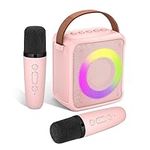 Ankuka Karaoke Toys for Kids & Adults with 2 Microphones, Portable Karaoke Machine with LED Light and Voice Changing Effects, Gifts for Age 3-18 Kids Boys Girls Families Birthday Party (Pink)