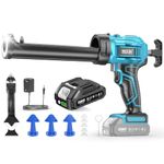 SEESII Electric Caulking Gun-Cordless Caulk Gun with 2000 mAh Battery, 4 Speed Adjustable, LED Light, Electric Silicone Gun Compatible with Makita 18V Battery for 10oz/300ml Cartridges