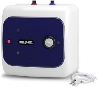 110V-120V 1.5Kw Small Under Sink Tank 4 Gallon Water Heater Hot Storage,Mini Instant Electric RV TR Trailer Kitchen Compact Point-of-Use,2 PCs 16” Long 1/2”FIP Stainless Steel Hose 15L
