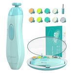 Baby Nail File Electric Nail Trimmer with 10 Grinding Heads Quiet Nail Clipper LED Light Manicure Set Nail Care Kit for Infant Newborn Kids Adult Toes Fingernails Battery Operated (Not Included)-Green