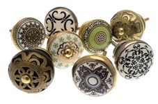 Mango Tree - Ceramic Doors Knobs in 8 Different Moroccan Style Shabby Chic Vintage Designs for Cupboards, Wardrobes and Drawers