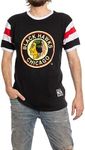 Calhoun NHL Surf & Skate Mens Shoulder Stripe Vintage Varsity Inset Sleeve Retro Style T-Shirt, Chiago Blackhawks, X-Large