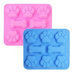 2 PCS Dog Paw Mold Silicone Paw Print Chocolate Molds Dog Treats Molds Cat Baking Moulds Dog Ice Mold Non Stick Puppy Silicone Mold for Wax Melts Pudding Jelly Candy Gummy Cookie Ice Cube