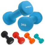 NORDFIT Neoprene Coated Cast Iron Dumbbells for Home Exercise, Pilates, Gym, Cardio, Strength training equipment for men, women & kids, Dumbbell Weights Set in 1kg 2kg 3kg 4kg 5kg Pairs