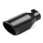 A-KARCK Exhaust Tip 3 Inch Inlet, 3" Inlet 5" Outlet 12" Long Black Coated Finish Muffler Tip for Truck Tailpipe, Stainless Steel Rolled Edge