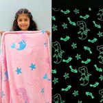 FAMYO Mermaid Glow in The Dark Blanket for Kids 0-15 Years |200x152 Cm| Soft Flannel Fleece Throw, Cozy & Warm All-Season Radium Blanket, Ideal Gift for Boys & Girls (Pink, Queen Size)