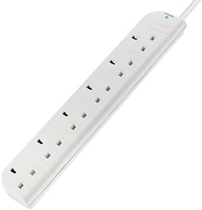 Belkin E-Series 6 Plug SurgeStrip Surge Protected Extension Lead - 1 m, White