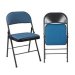 ARIANA HOMEWARE Folding Chairs Padded Fabric Seat - Heavy Duty Metal Frame - Multi-Purpose Foldable Backrest Chair - Easy Fold & Store Cushioned Seats (Cyan, 1 x Chair)