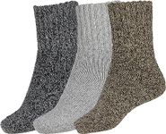 BenSorts Thick Warm Cozy Crew Socks for Women Stocking Stuffers Winter Boots Socks 3 Pair Pack Mother Wife Friends Gifts Black Brown Gray