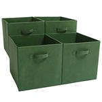 EZOWARE Set of 4 Collapsible Storage Cubes, Foldable Fabric Organizer Basket Bin Boxes Set with Handles for Baby Kids Toy Nursery Room Home Closet Drawers - 33 x 37 x 33cm / Kale Green