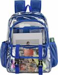 PROUDME Large Clear Bag Stadium Approved Heavy Duty PVC Transparent Clear Backpack, Trendy Girls School Bag suitable for men and women(Blue)