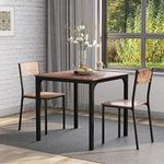 ModernLuxe Dining Table and Chairs Set Kitchen Table Furniture Dining Set Solid Table & Metal Legs (Rustic Brown Table and 2*Rustic Brown Chairs)